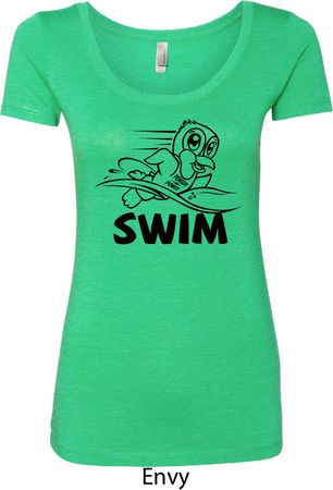 Ladies Black Penguin Power Swim Scoop Neck Shirt