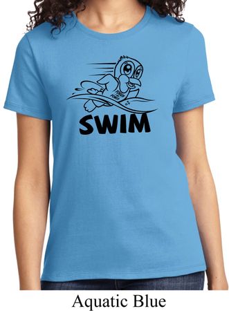 Ladies Black Penguin Power Swim T-shirt