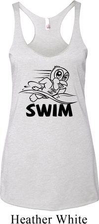 Ladies Black Penguin Power Swim Tri Blend Racerback
