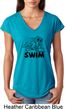 Ladies Black Penguin Power Swim Tri Blend V-neck
