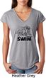 Ladies Black Penguin Power Swim Tri Blend V-neck