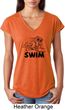 Ladies Black Penguin Power Swim Tri Blend V-neck