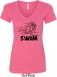 Ladies Black Penguin Power Swim V-Neck Shirt