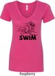Ladies Black Penguin Power Swim V-Neck Shirt