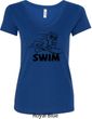Ladies Black Penguin Power Swim V-Neck Shirt