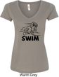 Ladies Black Penguin Power Swim V-Neck Shirt