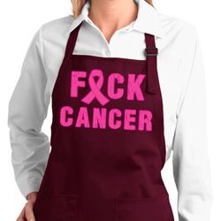 Ladies Breast Cancer Apron F*CK Cancer Full Length Apron with Pockets