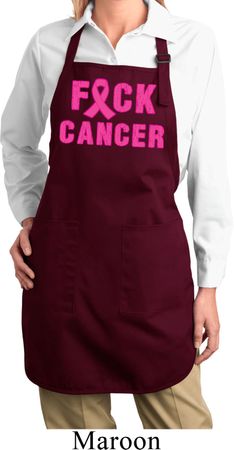 Ladies Breast Cancer Apron F*CK Cancer Full Length Apron with Pockets