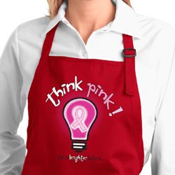 Ladies Breast Cancer Apron Think Pink Full Length Apron with Pockets