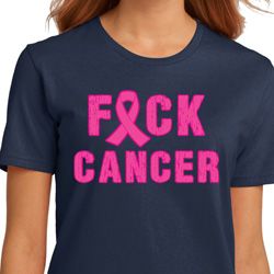 Ladies Breast Cancer Awareness Shirt F*CK Cancer Organic Tee T-Shirt