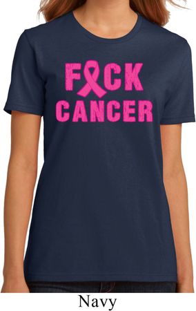 Ladies Breast Cancer Awareness Shirt F*CK Cancer Organic Tee T-Shirt