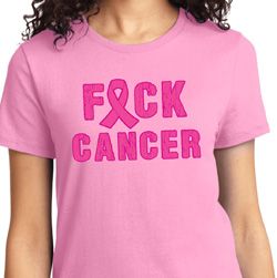 Ladies Breast Cancer Awareness Shirt F*CK Cancer Tee T-Shirt