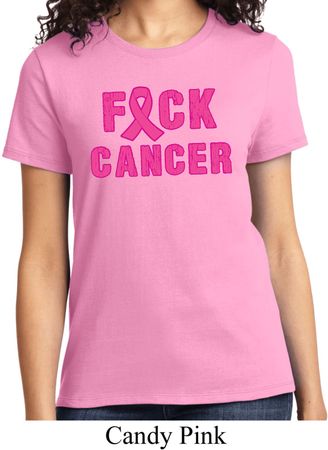 Ladies Breast Cancer Awareness Shirt F*CK Cancer Tee T-Shirt