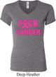 Ladies Breast Cancer Awareness Shirt F*CK Cancer V-neck Tee T-Shirt