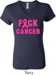 Ladies Breast Cancer Awareness Shirt F*CK Cancer V-neck Tee T-Shirt