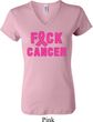 Ladies Breast Cancer Awareness Shirt F*CK Cancer V-neck Tee T-Shirt