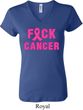 Ladies Breast Cancer Awareness Shirt F*CK Cancer V-neck Tee T-Shirt