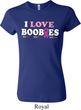 Ladies Breast Cancer Awareness Shirt I Love Boobies Crewneck Tee
