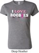 Ladies Breast Cancer Awareness Shirt I Love Boobies Crewneck Tee