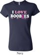 Ladies Breast Cancer Awareness Shirt I Love Boobies Crewneck Tee