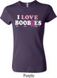 Ladies Breast Cancer Awareness Shirt I Love Boobies Crewneck Tee