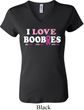 Ladies Breast Cancer Awareness Shirt I Love Boobies V-neck Tee T-Shirt