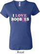 Ladies Breast Cancer Awareness Shirt I Love Boobies V-neck Tee T-Shirt