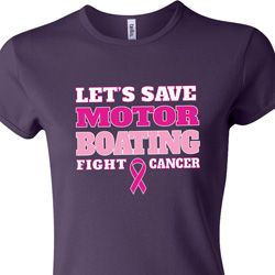 Ladies Breast Cancer Awareness Shirt Motor Boating Crewneck Tee