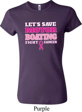 Ladies Breast Cancer Awareness Shirt Motor Boating Crewneck Tee