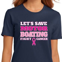 Ladies Breast Cancer Awareness Shirt Motor Boating Organic Tee T-Shirt