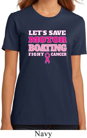 Ladies Breast Cancer Awareness Shirt Motor Boating Organic Tee T-Shirt