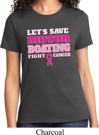 Ladies Breast Cancer Awareness Shirt Motor Boating Tee T-Shirt