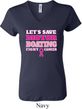 Ladies Breast Cancer Awareness Shirt Motor Boating V-neck Tee T-Shirt