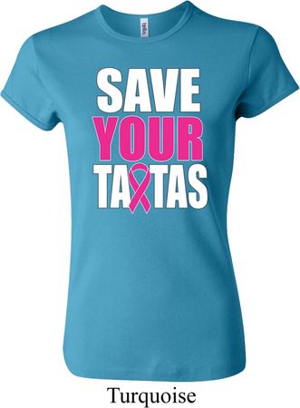 Ladies Breast Cancer Awareness Shirt Save Your Tatas Crewneck Tee