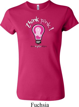 Ladies Breast Cancer Awareness Shirt Think Pink Crewneck Tee T-Shirt
