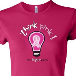 Ladies Breast Cancer Awareness Shirt Think Pink Crewneck Tee T-Shirt