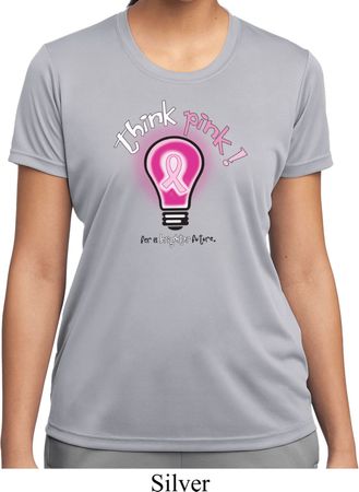 Ladies Breast Cancer Awareness Shirt Think Pink Moisture Wicking Tee