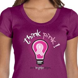 Ladies Breast Cancer Awareness Shirt Think Pink Scoop Neck Tee T-Shirt