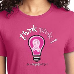 Ladies Breast Cancer Awareness Shirt Think Pink Tee T-Shirt