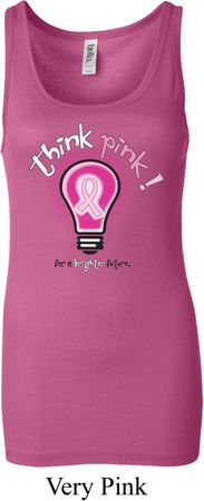 Ladies Breast Cancer Awareness Tanktop Think Pink Longer Length Tank