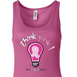Ladies Breast Cancer Awareness Tanktop Think Pink Longer Length Tank