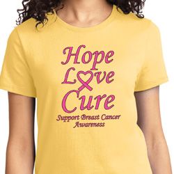 Ladies Breast Cancer Awareness Tee Hope Love Cure T-shirt
