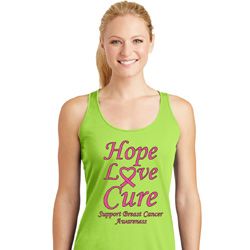 Ladies Breast Cancer Hope Love Cure Dry Wicking Racerback