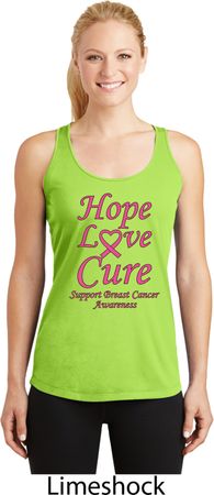 Ladies Breast Cancer Hope Love Cure Dry Wicking Racerback