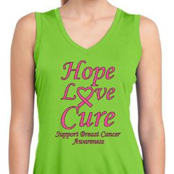Ladies Breast Cancer Hope Love Cure Dry Wicking Sleeveless Shirt