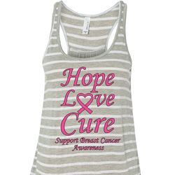 Ladies Breast Cancer Hope Love Cure Flowy Racerback