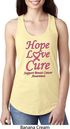 Ladies Breast Cancer Hope Love Cure Ideal Racerback
