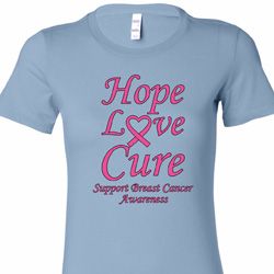 Ladies Breast Cancer Hope Love Cure Longer Length Shirt