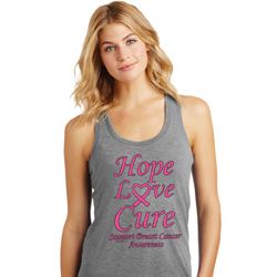 Ladies Breast Cancer Hope Love Cure Racerback