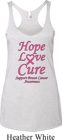 Ladies Breast Cancer Hope Love Cure Tri Blend Racerback